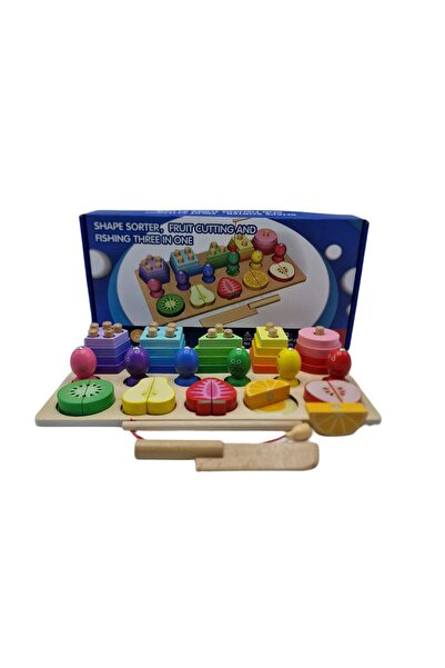 decotoys Joc lemn multifuctional pescuit cu sortator