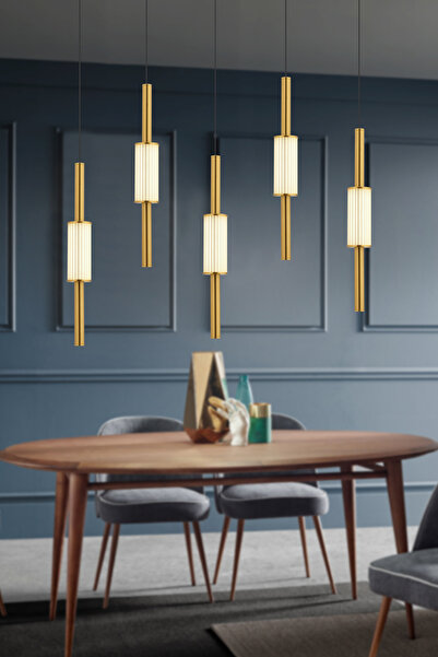 Apliqa Thressa 5'Li Sıralı Siyah Eskitme 3 Renkli Led Avize