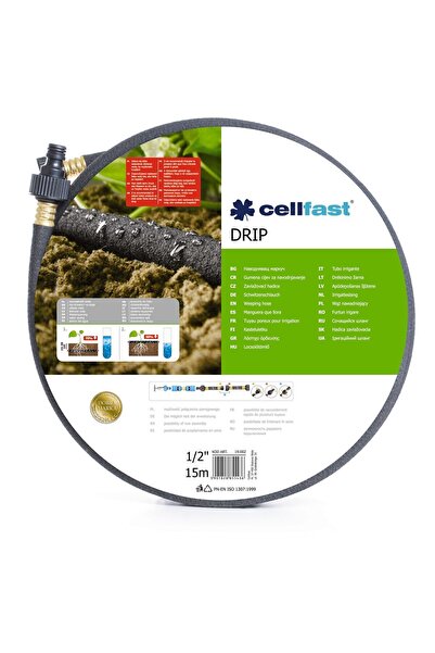 Cellfast Furtun de gradina, cu picurare, material poros, 1/2", 15 m,