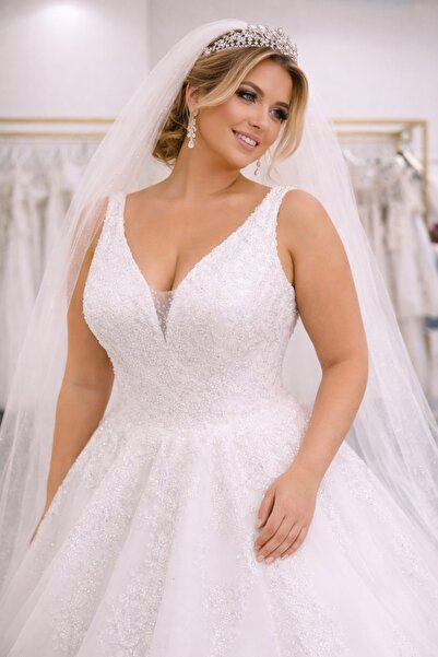 Sibelse Gelinlik Aurora Couture El İşçiliği Işıltılı Dantel Prenses Gelinlik