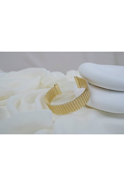 ATELİER TUĞBA Klpç046 Wicker Form Thick Gold Clamp (Adjustable)