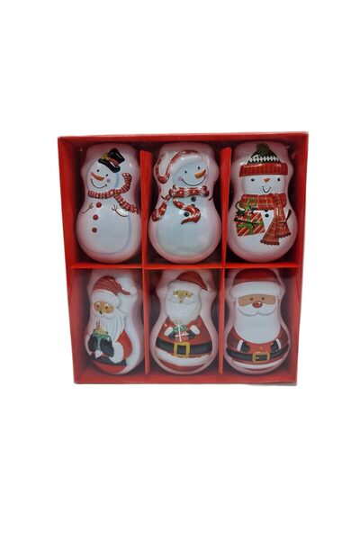 decotoys Метални коледни кутии, комплект от 6 броя, 11 см x 6 см