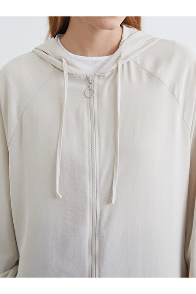 LC Waikiki Beige Hooded Oversized Women's Tunic