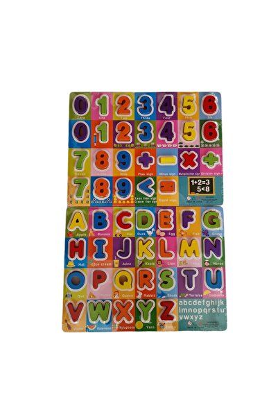 decotoys Puzzle lemn gros cifre și litere 5/set