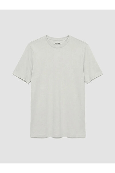 LC Waikiki Tricou bărbătesc gri din bumbac pieptănat cu guler tip crewneck