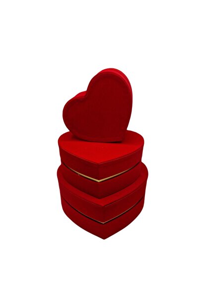 decotoys Cardboard and Velvet box 3/set heart