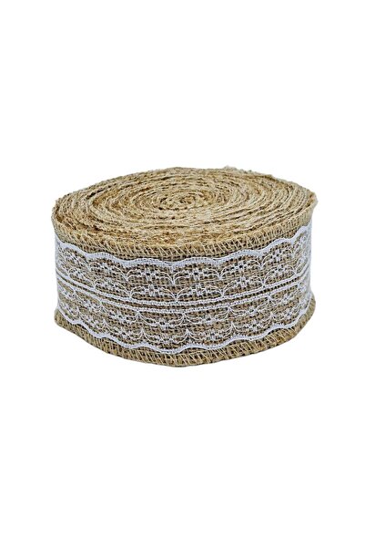 decotoys Rola iuta decorativa natur cu dantela