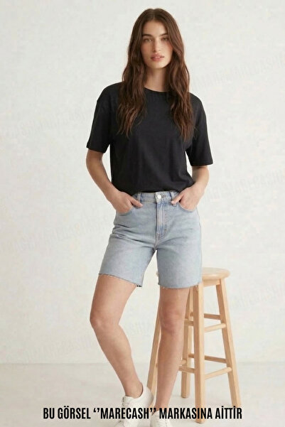 MARECASH تي شيرت نسائي مقاس كبير غير مطبوع بأكمام قصيرة وياقة دائرية صيفية