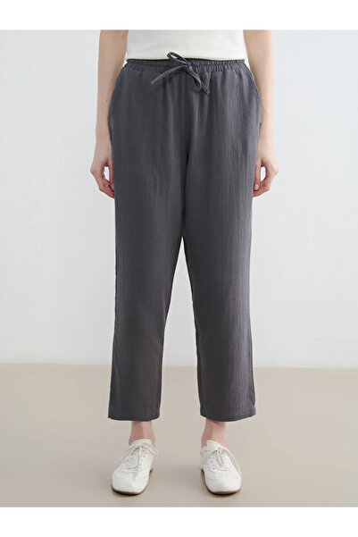 LC Waikiki Γυναικείο παντελόνι ανθρακί με ελαστική μέση