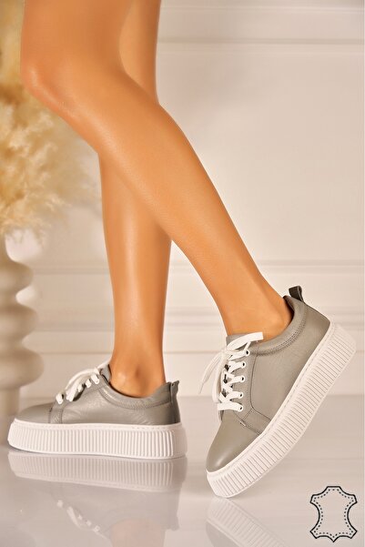 Joana Sneakerși din piele gri Lorne mărimea 40