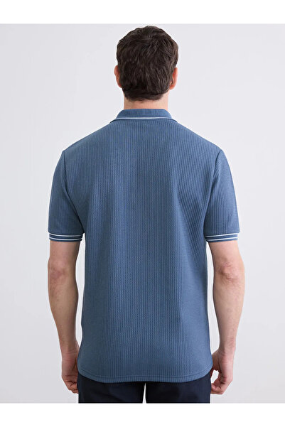 LC Waikiki Petrol Striped Polo Collar Men's T-Shirt