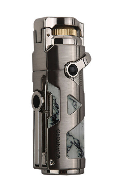 Quantoro Tek Torch Pürmüz Delicili/İğneli Gümüş Metal Puro Çakmağı - TRZ1180