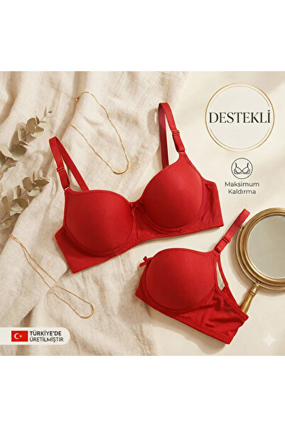 WINNERAIN Sutien cu sârmă căptușit cu susținere roșie pentru femei