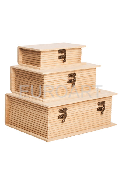 decotoys Cutii lemn 3/set carte