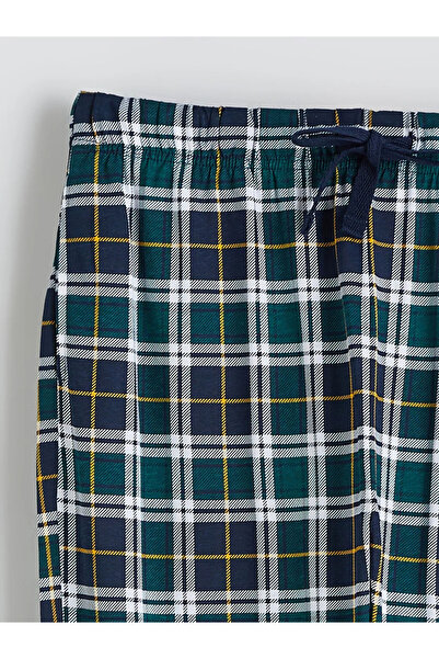 LC Waikiki Navy Blue Standard Fit Plaid Men's Pajama Set