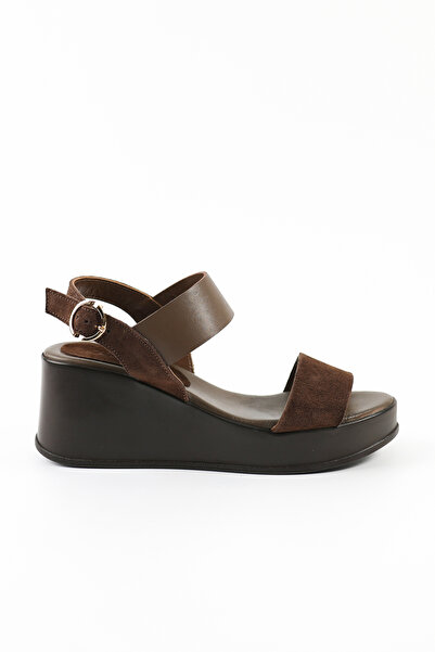 Tuna Genuine Suede Leather Brown Women's Sandals - Rgn11