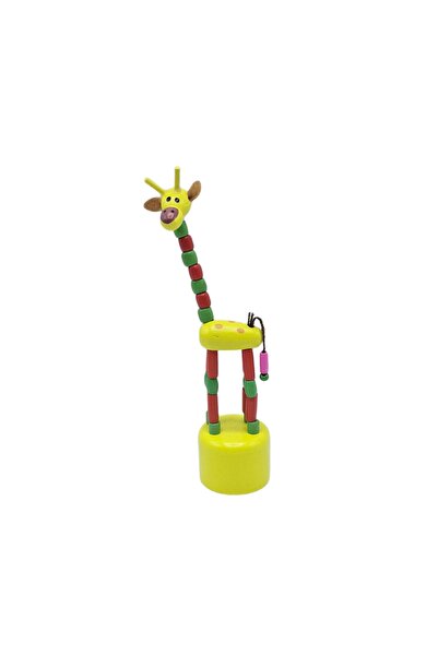 decotoys Figurina lemn cu buton girafa galbena