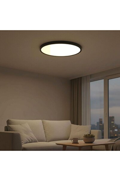 Luxera Lighting LED ceiling light VERSA IP40 Black Frame Fi400, 32W, 3000-6500K