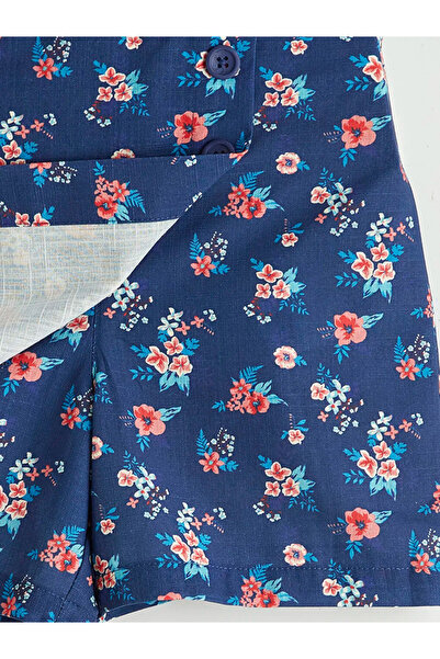 LC Waikiki Σκούρο μπλε σορτς φούστα για κορίτσια Με φλοράλ μοτίβο