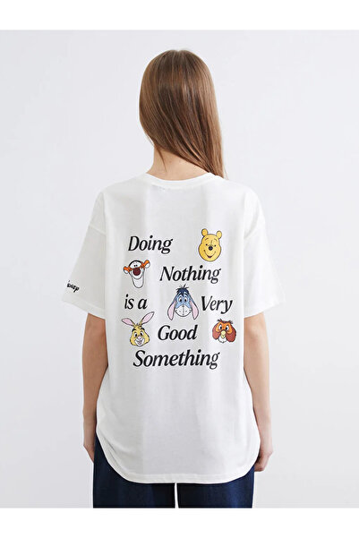 LC Waikiki Tricou Ecru Winnie the Pooh cu imprimeu pentru femei