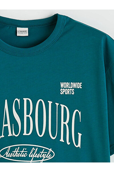 LC Waikiki Πράσινο μπλουζάκι για αγόρια με στάμπα Strasbourg