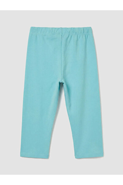 LC Waikiki Turquoise Crew Neck Printed Girls' T-Shirt and Leggings