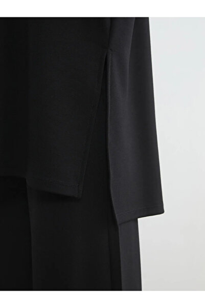 LC Waikiki Black Stone Soft Touch Oversized Women's Sweatshirt Tunic