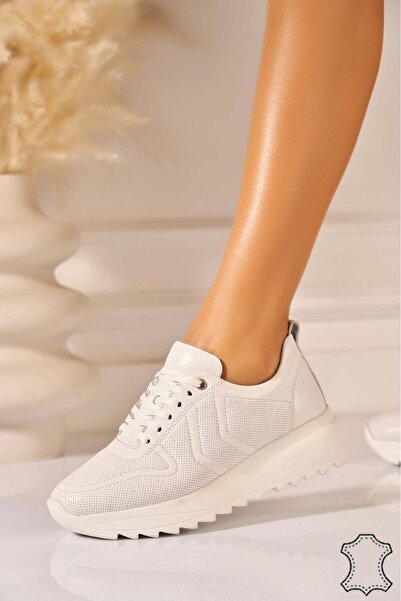 Joana Λευκά Αθλητικό παπούτσι Yesli από Γνήσιο Δέρμα - 37