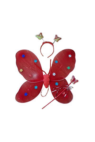 decotoys Aripi textil roșii 3/set fluturi