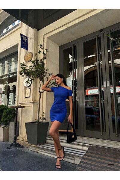 vionelle Tek omuz bodycon mini elbise