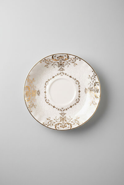 İpek Porselen 6 Kişilik Salkım Desen Yaldızlı Çay Tabağı 12cm