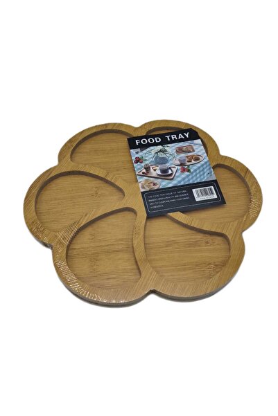 decotoys platou lemn rotund cu 6 compartimente