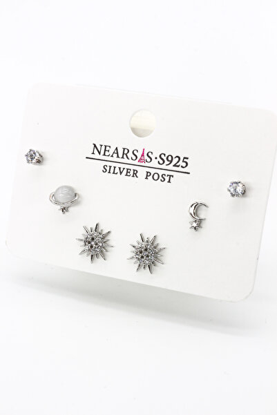 Nearsis Zircon Stone Set of Six Pole Star Earrings