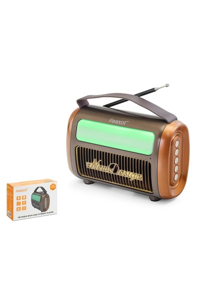 FEEXOT FX2511B Bluetooth Nostaljik FM Radyo USB TF AUX RGB Taşınabilir Hoparlör