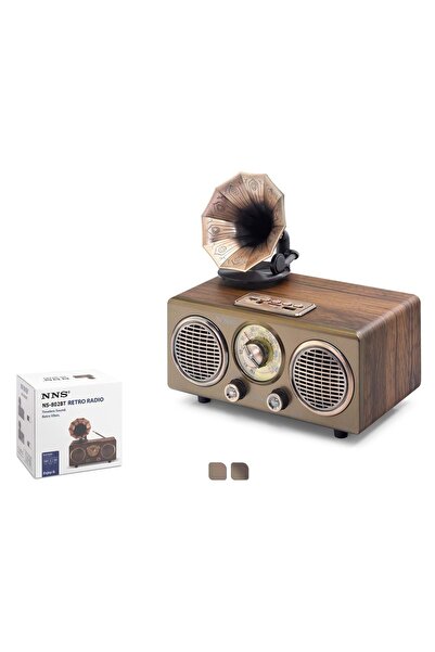 NNS NS802BT Bluetooth Nostaljik FM Radyo Hoparlör - Kahverengi