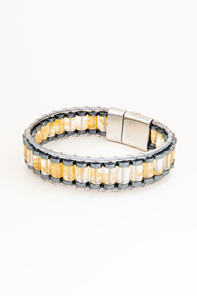 Perlavita سوار رجالي مصنوع يدويًا من الحجر الطبيعي الصلب - هدية للرجال بتصميم...