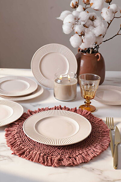 Keramika Cream Myra Cake Plate 22 cm 6 Pieces 030