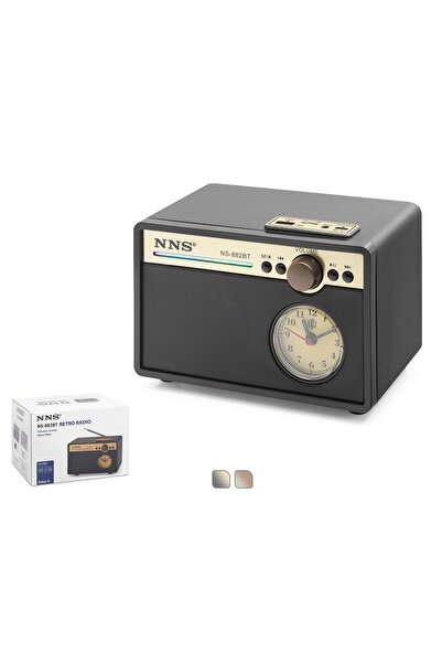 NNS NS882BT Bluetooth Nostaljik FM Radyo USB TF AUX RGB Analog Saatli Hoparlör
