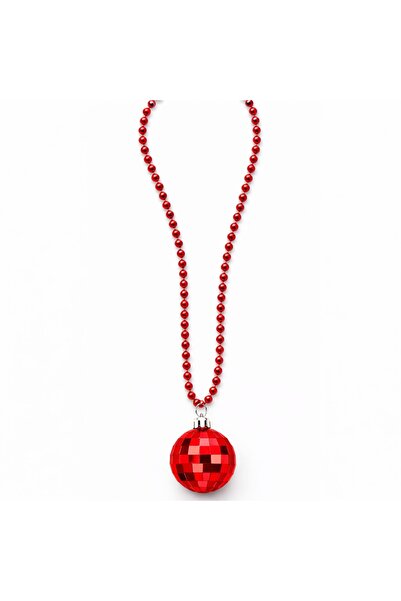 ForWhat Red Plastic Retro Disco Ball Style Necklace for Office Home Office Ev...