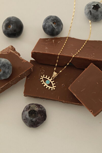 Kado Kuyumculuk 14 Ayar Altın Kirpikli Gözlü Kolye Ucu