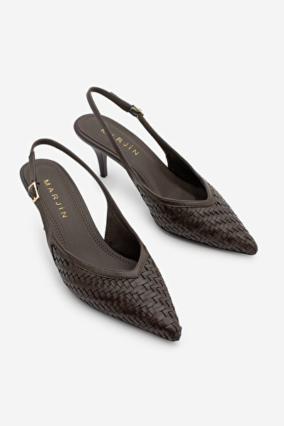 Marjin Women's Stiletto Open Back With Scarf Knitted Pattern Adjustable Strap...