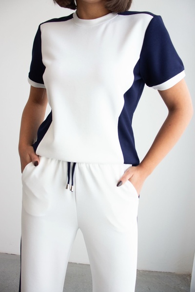 Ded COLLECTION Women's Short Sleeve Color Block Paneled and Striped Detail Co...