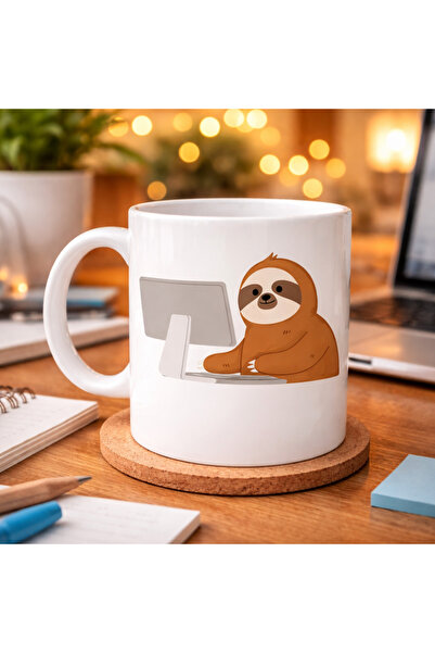 CT STONES Lazy Animal Patterned Porcelain Mug Model 113 – Cute Sloth Design f...