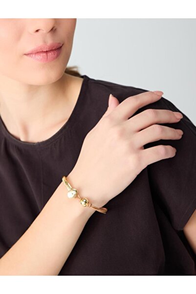 Jimmy Key Altın Rengi Metal Top Figürlü İp Bileklik