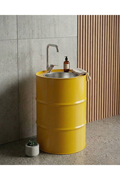 Greenmall Metal Varil Lavabo Sarı