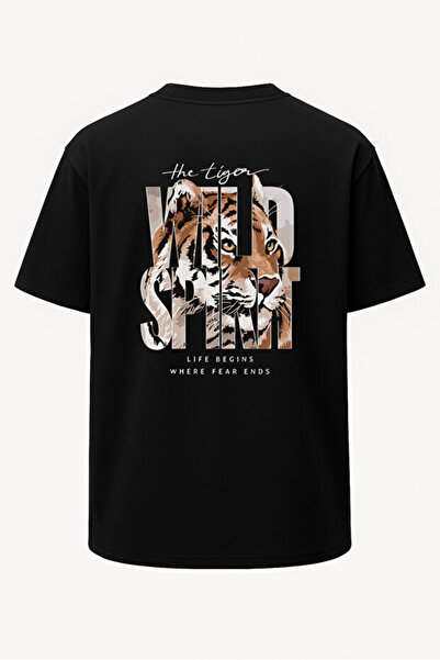 ROYAL FASHİON قصة فضفاضة تي شيرت مطبوع عليه The Tiger Wild Spirit Kaplan للجن...