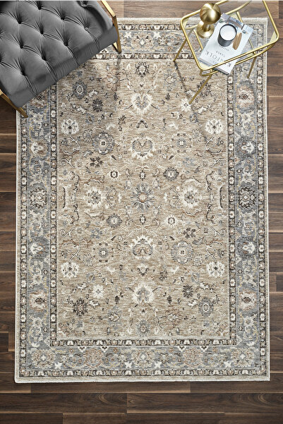 Frezia Floral Bamboo Polyester Living Room Living Room Kitchen Rug Vintage Carpet with Aged Flowers