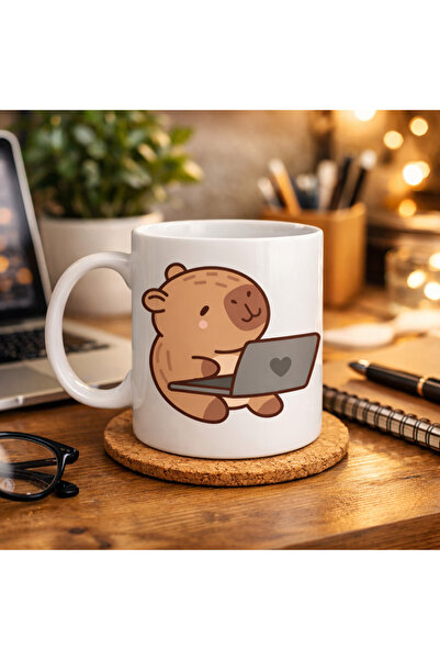 CT STONES Cute Capybara Laptop Design Porcelain Mug Model 103 – Hot Coffee Cu...