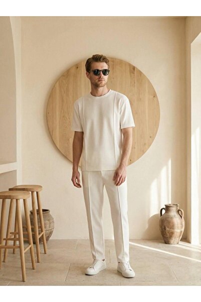 Mİ TİA ATELİER Modal Regular T-Shirt & Regular Fit Sweatpants Set