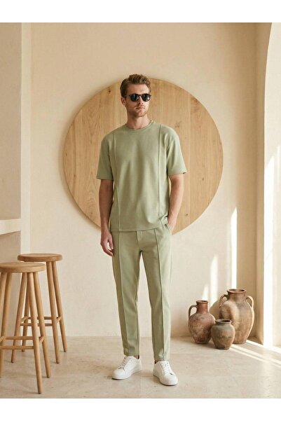 Mİ TİA ATELİER Modal Regular T-Shirt & Regular Fit Sweatpants Set